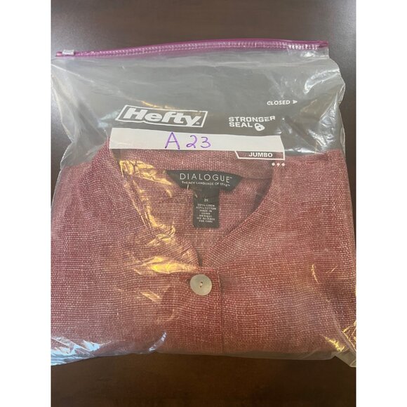 EUC Dialogue Linen Blend Button Down Tunic Red White Size 2X Women's Top - Picture 8 of 8